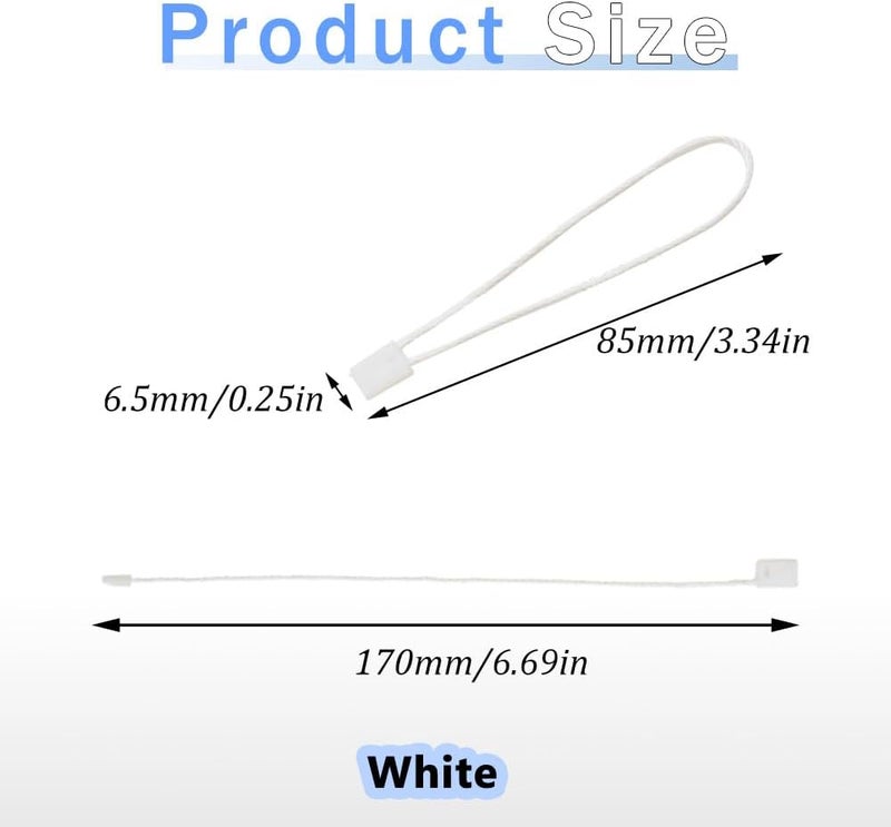 Yosawa 1000Pcs Hang Tag String Nylon Snap Lock Pin Loop Fastener Hook Ties Tag Strings for Tags Clothing, Shoes, Gift Bags（White） - Image 2